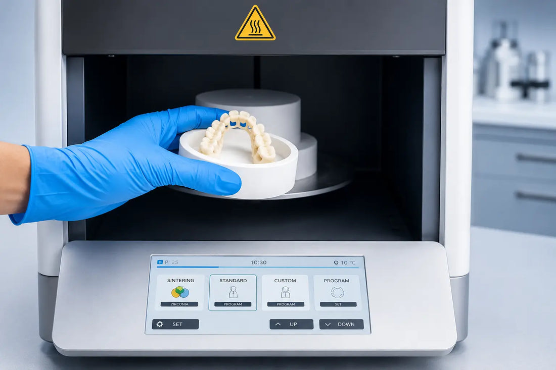 Dental zirconia sintering process in a CAD CAM dental laboratory