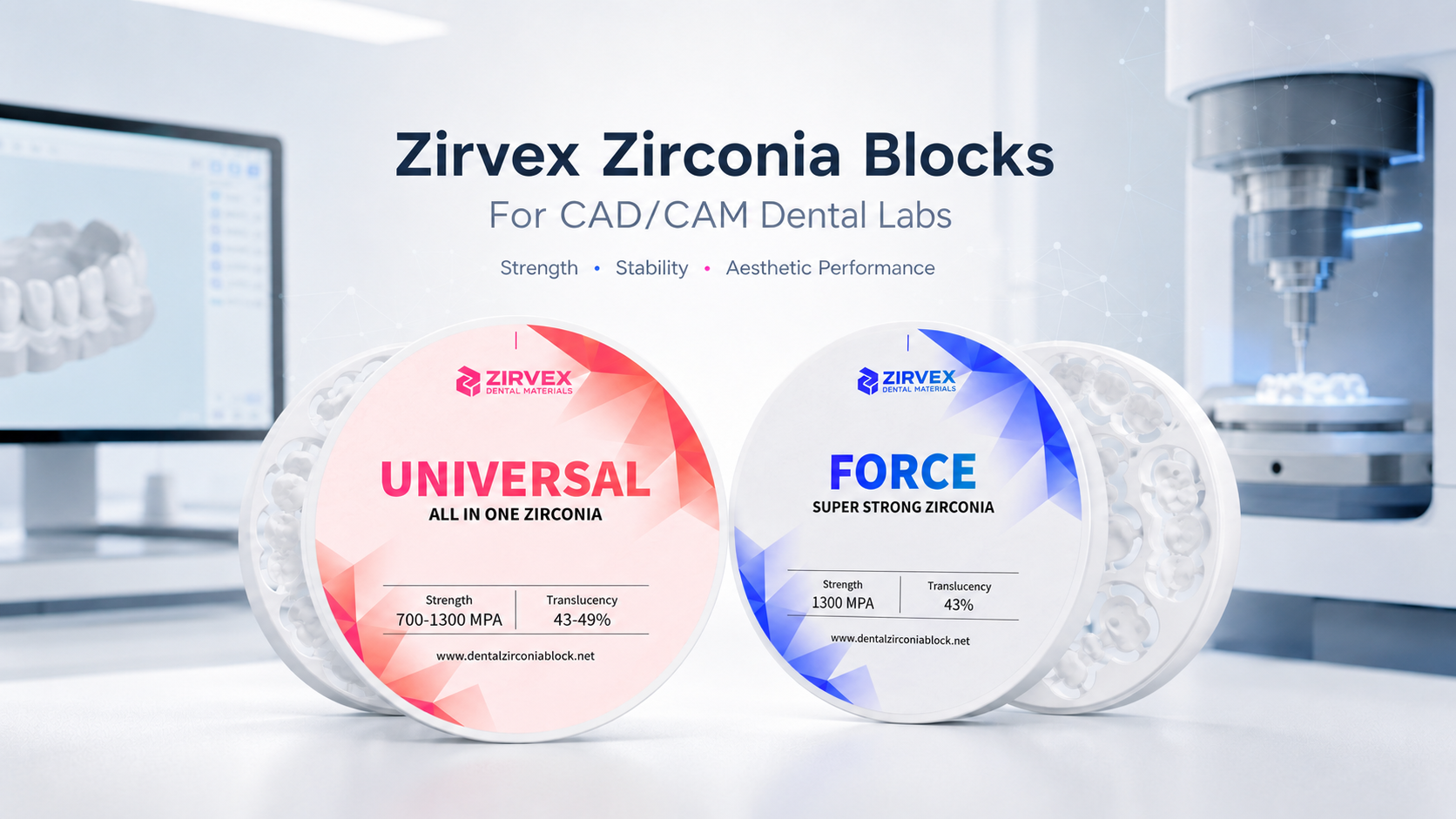 Zirvex Zirconia Blocks for CAD/CAM Dental Labs
